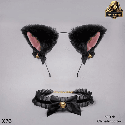 Black Cat Ear Headband with Bell Choker Set – Cute Cosplay & Kawaii Anime Accessories for Women._img_1