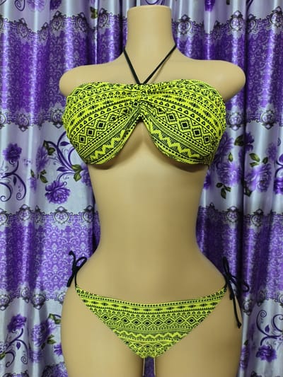 Women’s Stylish Bikini Set Collection – Tribal Print, Neon,Black & White,Solid Pink, Check & Hot Pink Two Piece Swimwear for Beach & Pool Party_img_2