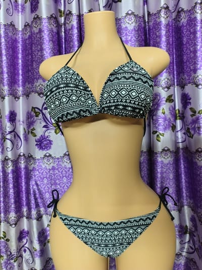 Women’s Stylish Bikini Set Collection – Tribal Print, Neon,Black & White,Solid Pink, Check & Hot Pink Two Piece Swimwear for Beach & Pool Party_img_1