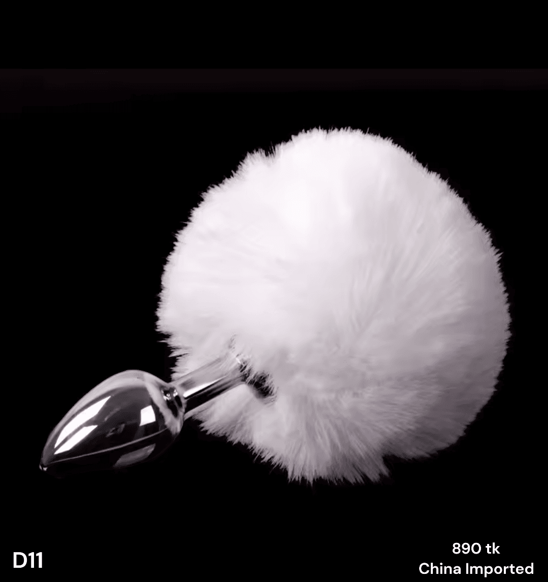 Premium Fluffy Bunny Tail Butt Plug – Stainless Steel Anal Plug with White Faux Fur Tail