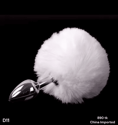 Premium Fluffy Bunny Tail Butt Plug – Stainless Steel Anal Plug with White Faux Fur Tail_img_0