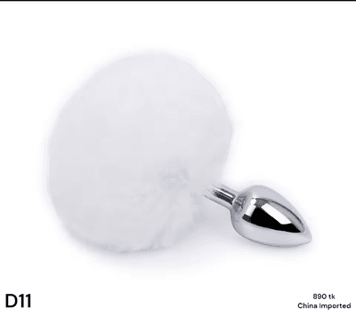 Premium Fluffy Bunny Tail Butt Plug – Stainless Steel Anal Plug with White Faux Fur Tail_img_1