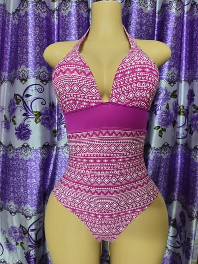Women’s One Piece Swimsuit Deep V Halter Monokini Tummy Control Swimwear._img_0