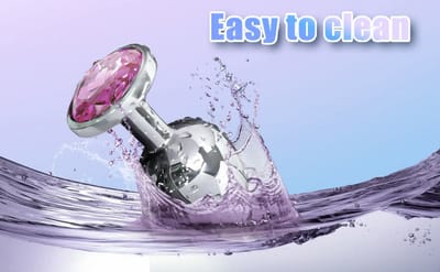 Metal Butt Plug with Pink Crystal Jewel for Women – Smooth Stainless Steel Anal Trainer, Easy Clean Design_img_3