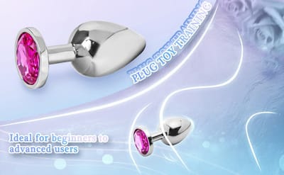 Metal Butt Plug with Pink Crystal Jewel for Women – Smooth Stainless Steel Anal Trainer, Easy Clean Design_img_8