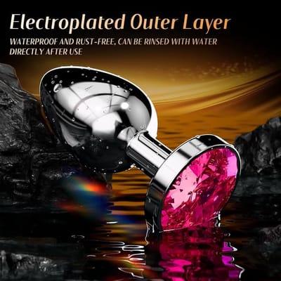 Metal Butt Plug with Pink Crystal Jewel for Women – Smooth Stainless Steel Anal Trainer, Easy Clean Design_img_0