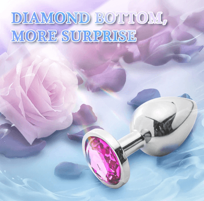 Metal Butt Plug with Pink Crystal Jewel for Women – Smooth Stainless Steel Anal Trainer, Easy Clean Design_img_2