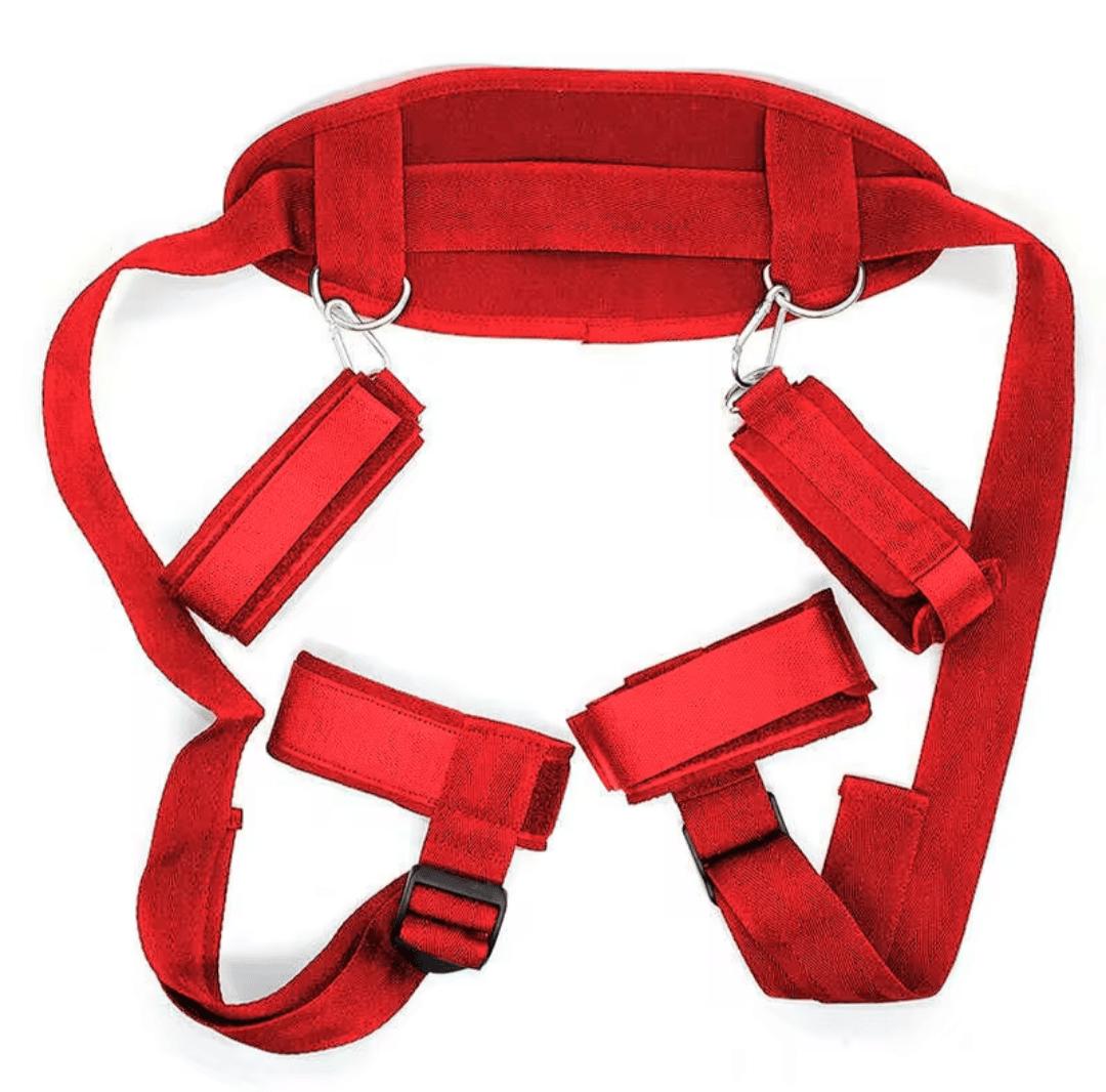 Couples Bondage Strap Kit – Soft Adjustable Bed Restraints with Neck Support