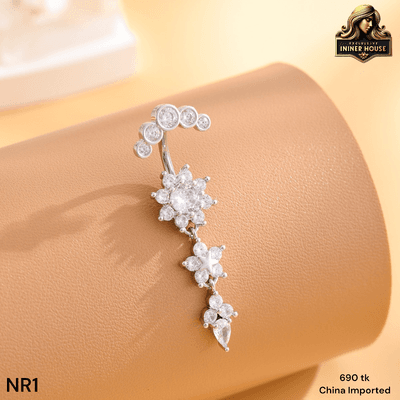 Elegant Crystal Flower Belly Ring with Star Charm – Premium Navel Piercing_img_3