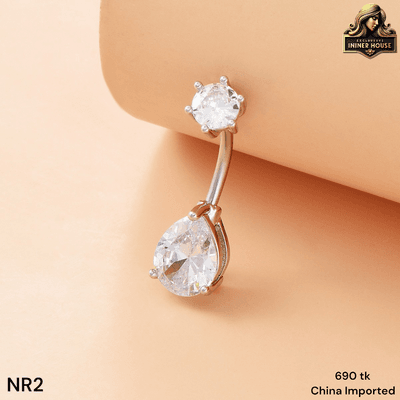 Elegant Teardrop Crystal Belly Button Ring – Silver Navel Piercing Jewelry for Women_img_3