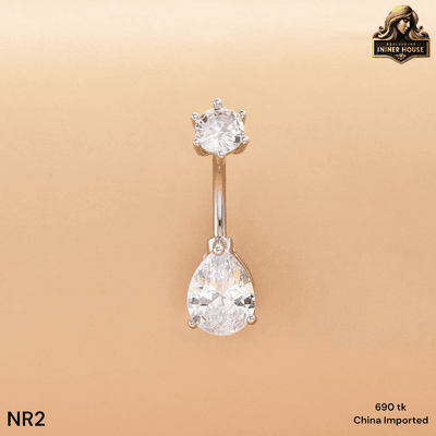 Elegant Teardrop Crystal Belly Button Ring – Silver Navel Piercing Jewelry for Women_img_2