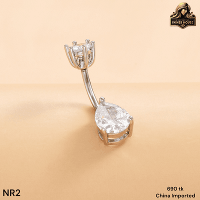 Elegant Teardrop Crystal Belly Button Ring – Silver Navel Piercing Jewelry for Women_img_1