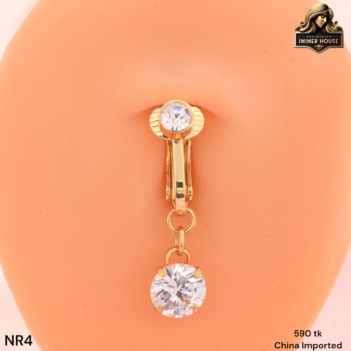 Sparkling Crystal Clip-On Belly Button Ring – No Piercing Required