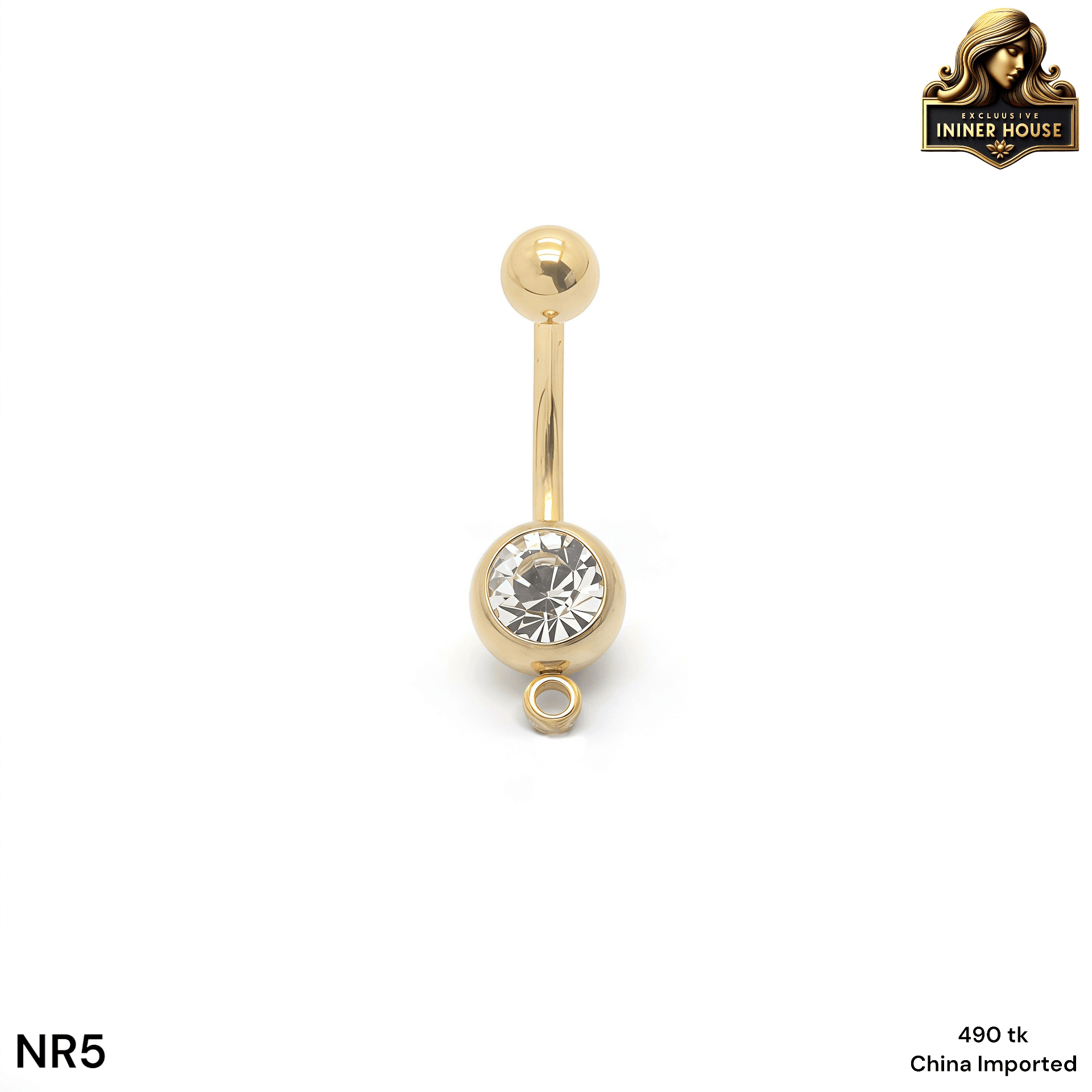 Elegant Crystal Navel Ring – Classic Belly Button Piercing Jewelry