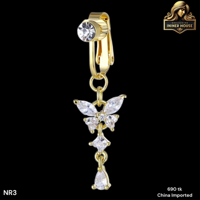 Butterfly Crystal ClipOn Belly Ring NonPiercing Navel Jewelry for Women