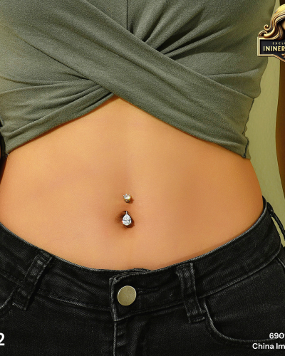 Elegant Teardrop Crystal Belly Button Ring Silver Navel Piercing Jewelry for Women