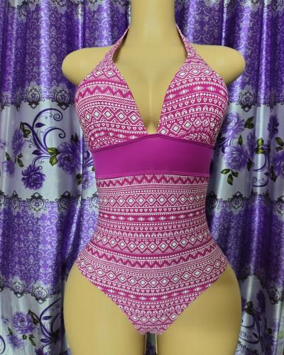 Womens One Piece Swimsuit Deep V Halter Monokini Tummy Control Swimwear